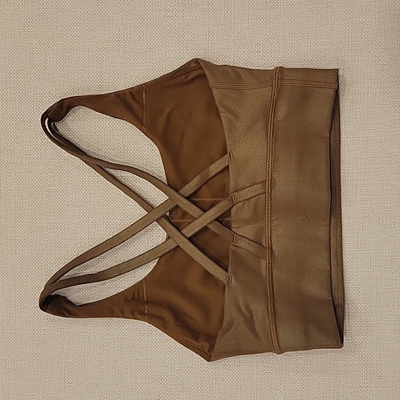 SOLD Lululemon Bronze Brown Metallic Energy Sports Bra 4 Long Line - Picture 2 of 5